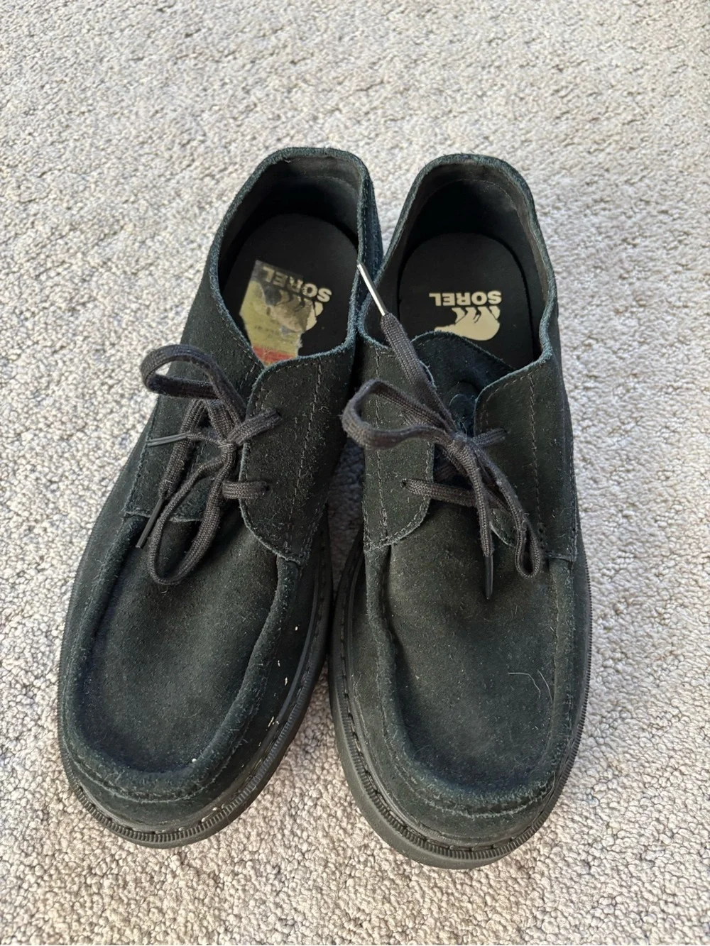 Sorel Black Suede Lace-Up Slip-On Loafers